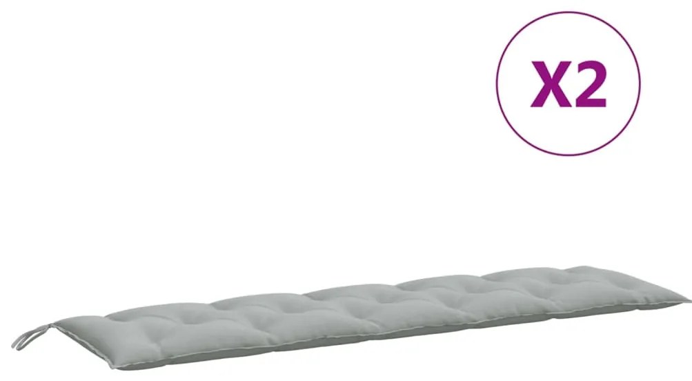 2 db melange világosszürke szövet kerti padpárna 180 x 50 x 7cm