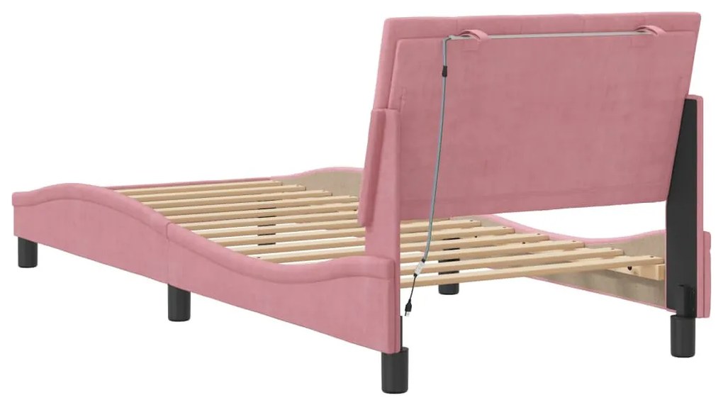 vidaXL rózsaszín bársony ágykeret LED-ekkel matrac nélkül Hanko 80 x 200 cm