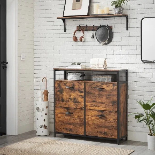 FIRA cipős szekrény barna/fekete