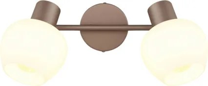 Globo 54662-2 Fali lámpa, fém matt kávébarna, krómozott fém, fehér üveg, forgatható/dönthető, HxSzxM: 300x125x175mm, 2x E27 40W 230V izzók nélkül