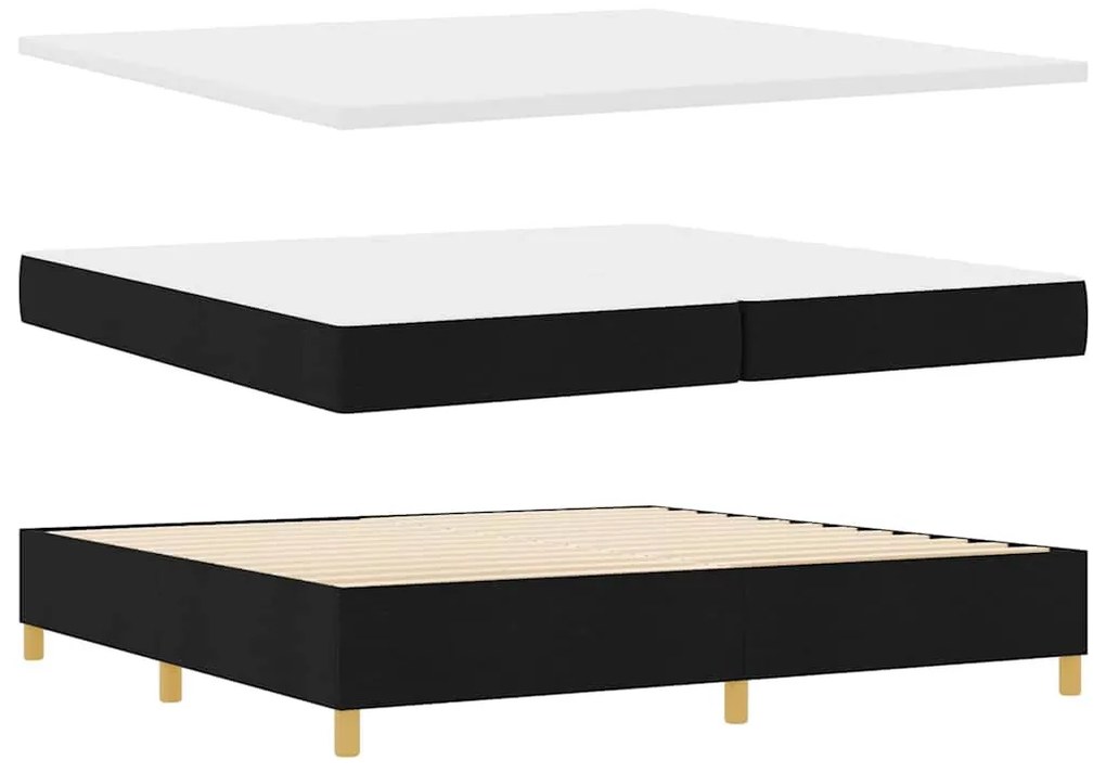 Box Spring ágy matracmal fejtámlával Fekete 200 x 200 cm szövet