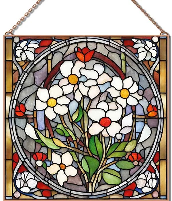 Stained-Glass-Flower-4 üvegkép, falikép