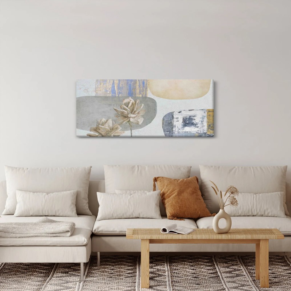 Kép - Festészet virágokkal és textúrákkal (120x50 cm)