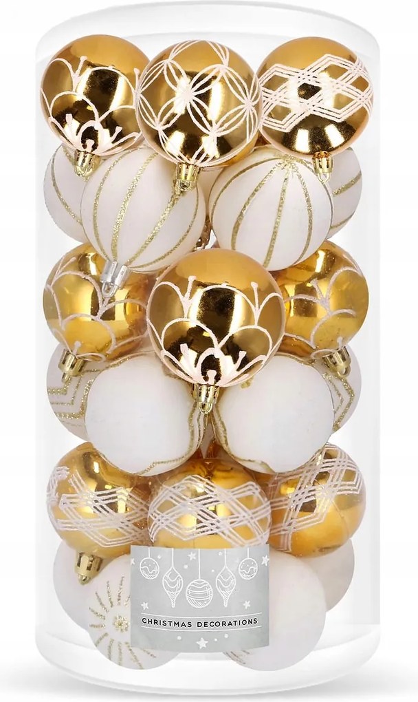 Arany Karácsonyfadísz Szett 30db 5cm Minták Törhetetlen Karácsonyfadíszek