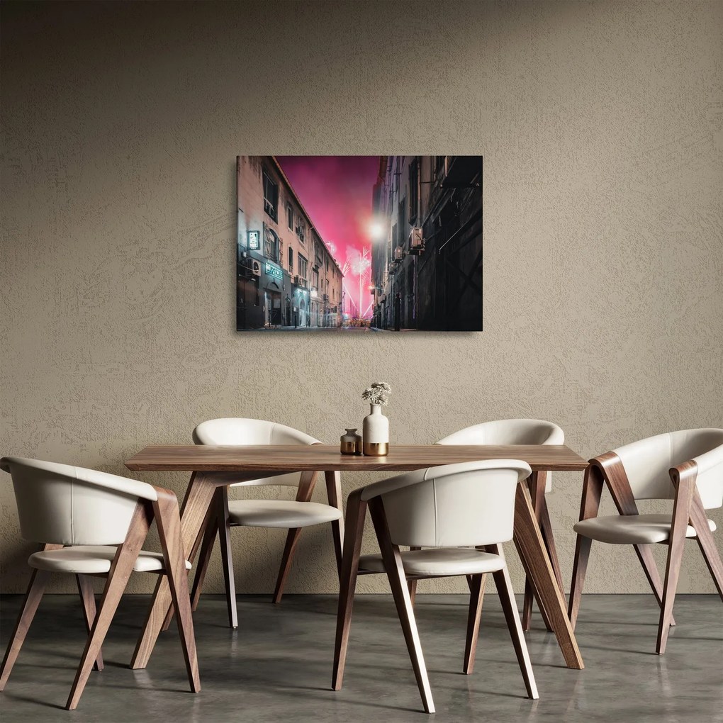 Tűzijáték Marseille-ben (üvegen) (70x50 cm)