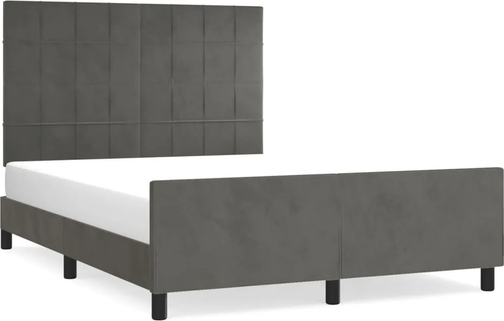 vidaXL sötétszürke bársony ágykeret matrac nélkül 140 x 190 cm