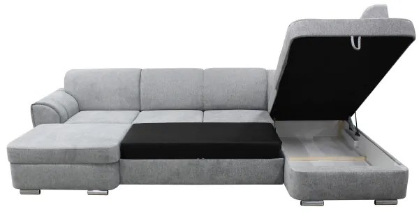 SERPA U-alakú, kihúzható, jobb oldali sarokgarnitúra tárolóval, szürke