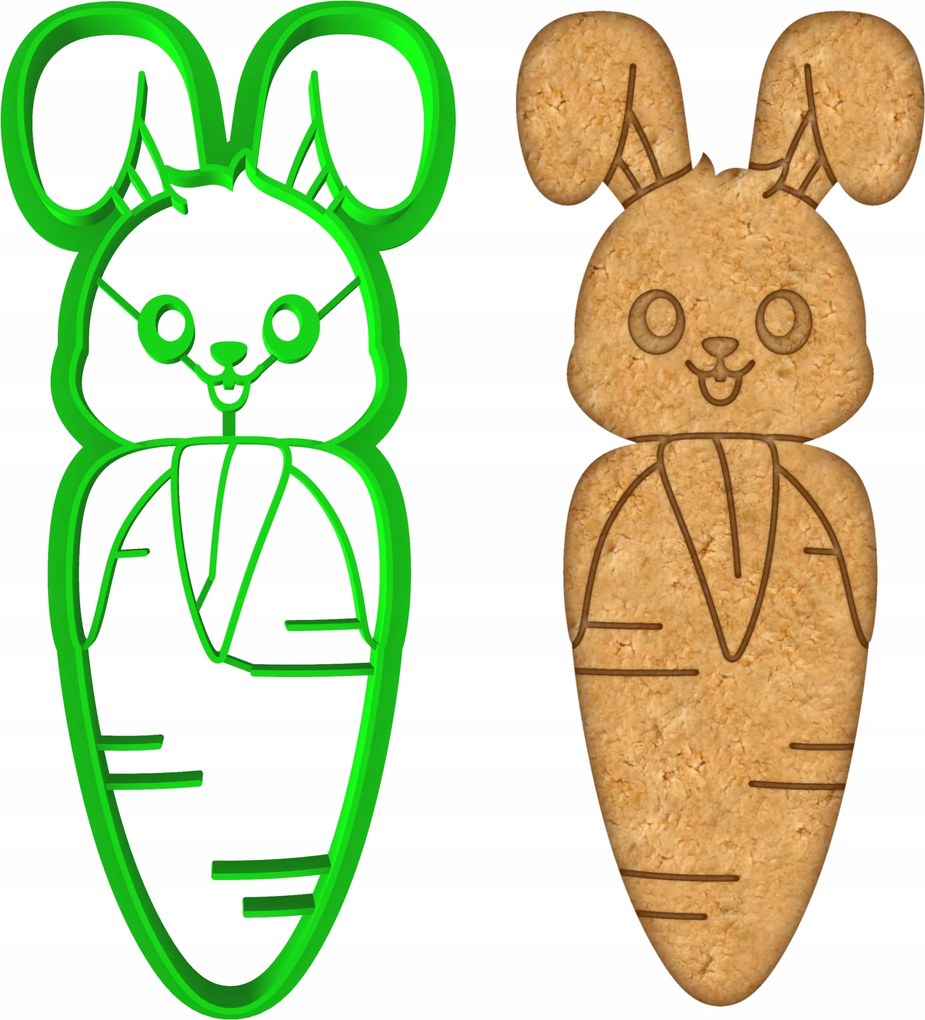 Húsvéti Forma Mézeskalács lyukasztó Húsvéti sárgarépa nyuszi 12cm