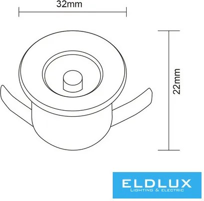 UNIVERSO Mini spot lámpatest 1w 3000k 80lm 30° IP20 Fehér D31x22mm kivágás:D28mm