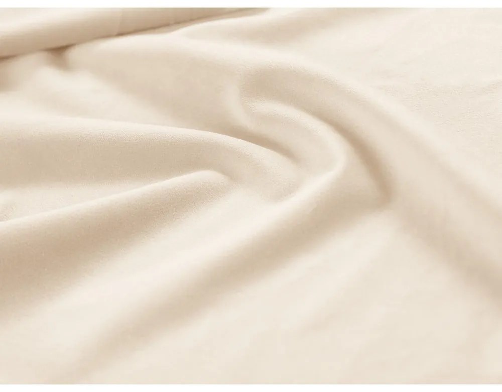Krémszínű bársony kárpitozott ágyneműtartós franciaágy ágyráccsal 140x200 cm Bellis – Micadoni