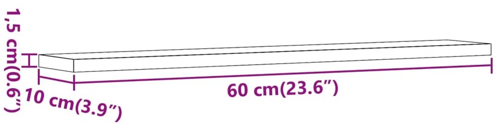 4 db antik fa színű szerelt fa könyvespolc 60 x 10 x 1,5 cm