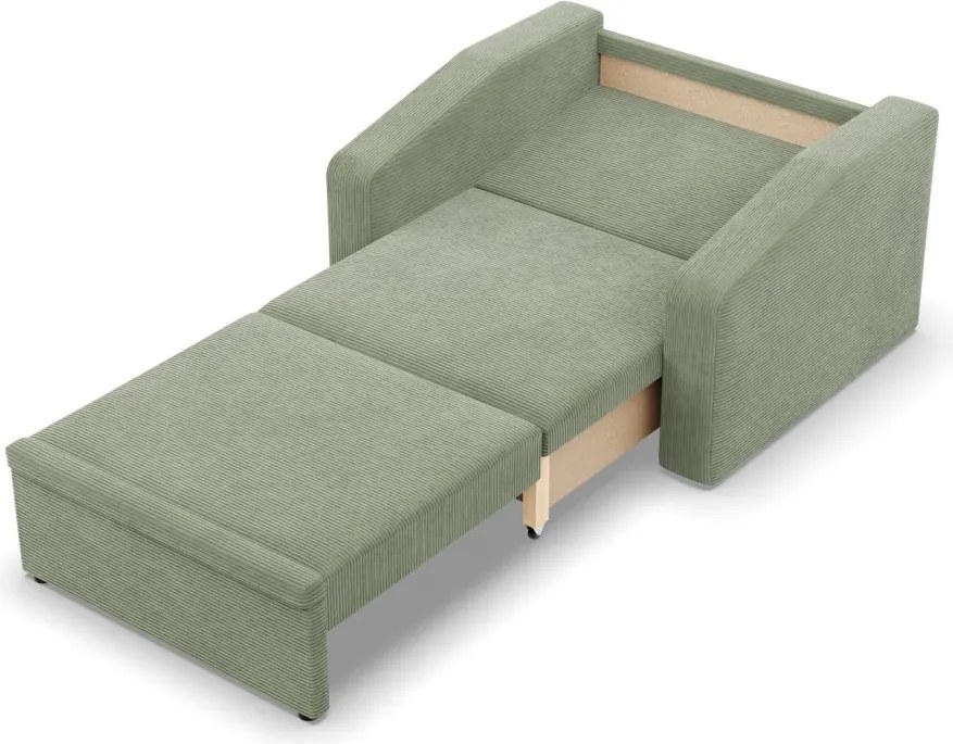 Vertico fekvőfotel, 80 cm széles, kordbársony, zöld