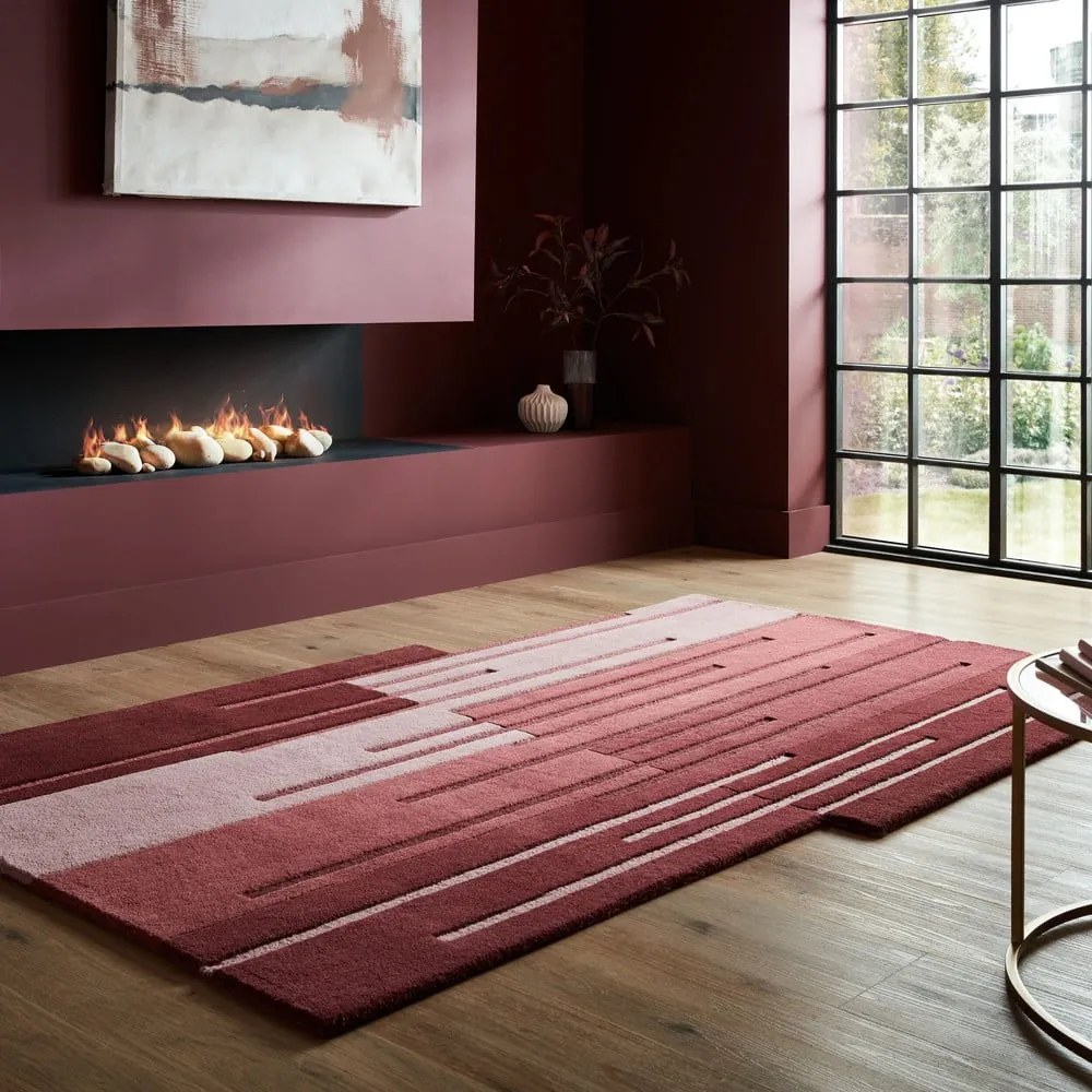 Borvörös kézi szövésű gyapjú szőnyeg 120x180 cm Split Ombre Shaped – Flair Rugs