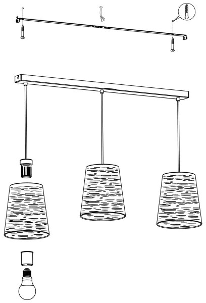 Eglo 99438 - Csillár zsinóron SEGEZIA 3xE27/40W/230V