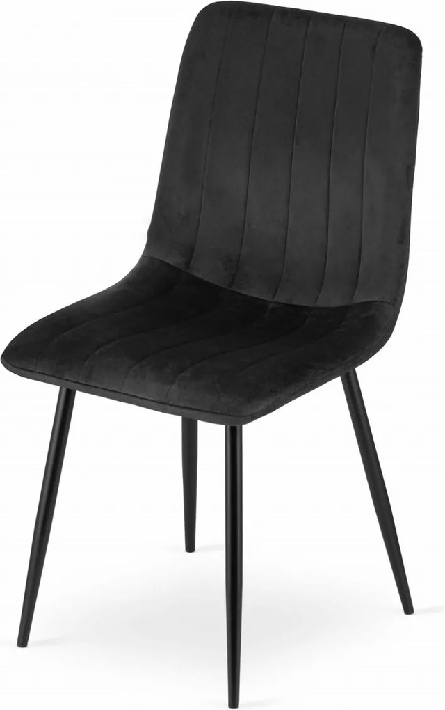 Fekete étkezőszék LAVA bársony fekete lábakkal