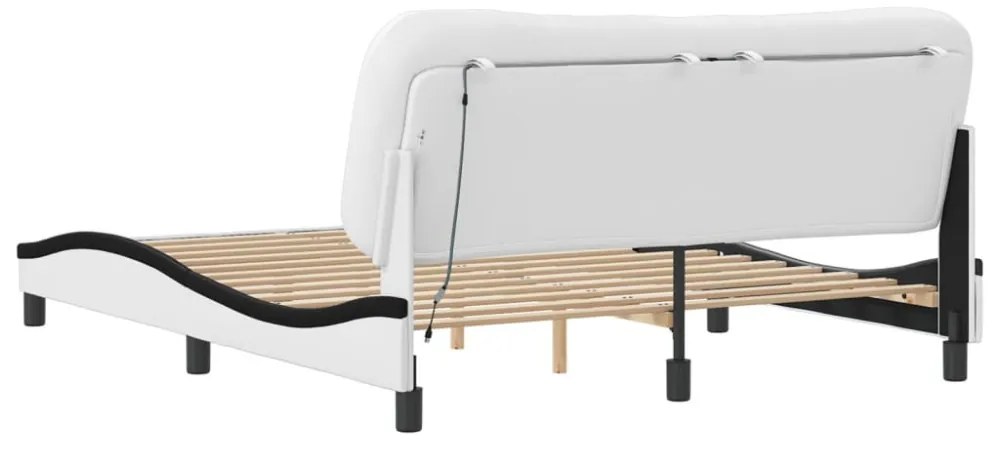 fehér és fekete ágykeret LED-ekkel matrac nélkül Hvar 160 x 200 cm