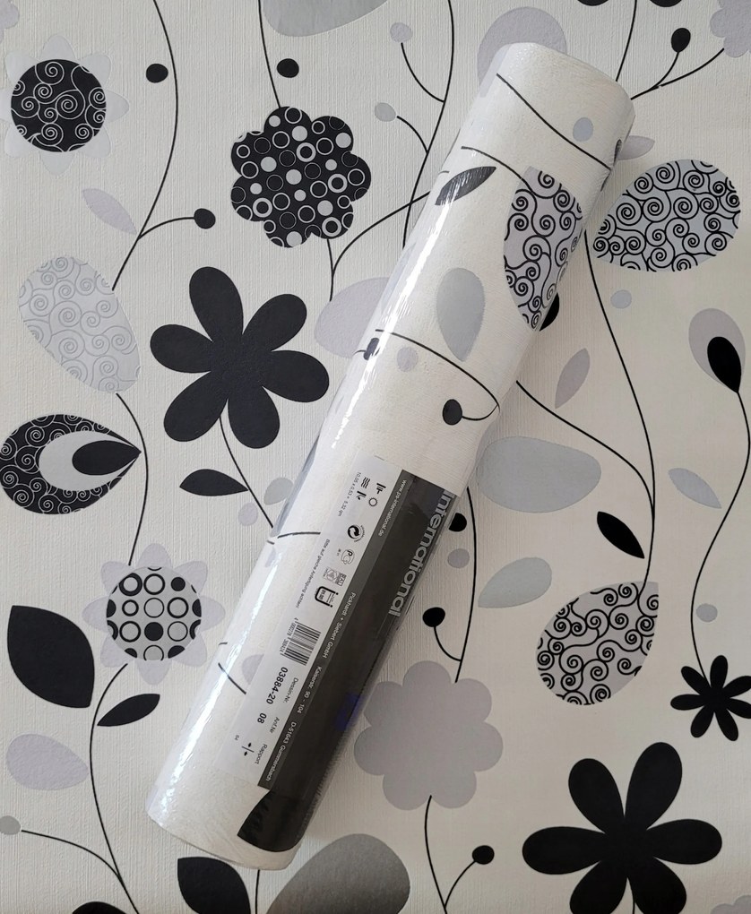 Tapéta virágok, levelek, csillogó díszítések, 3884-20