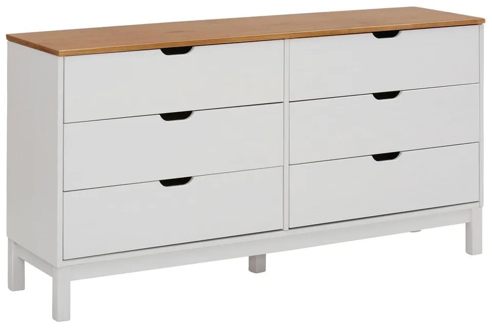 Fehér borovi fenyő alacsony komód 150x75 cm Post – Støraa
