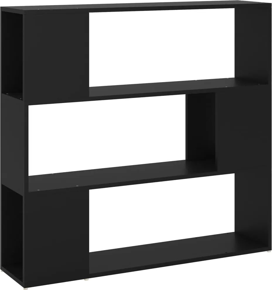 vidaXL fekete szerelt fa térelválasztó könyvszekrény 100 x 24 x 94 cm