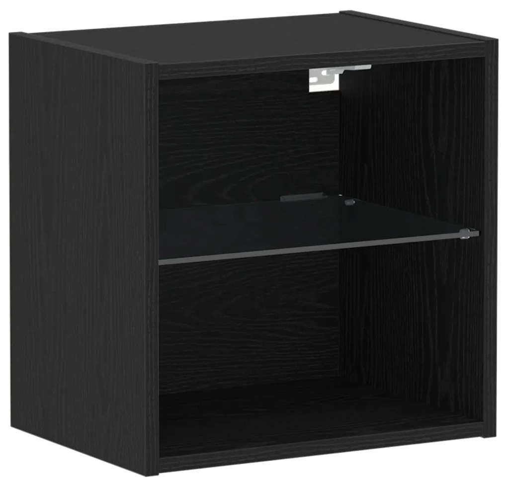 Fali Szekrény LED Fényekkel 2 db Fekete Tölgy 40x30x30 cm