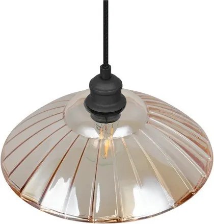 Fekete-borostyán színű fém függőlámpa üveg búrával ø 29,5 cm Eluna – Reality