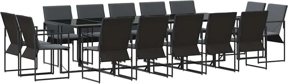 vidaXL Kert étkező szett 15 pcs Fekete Acél