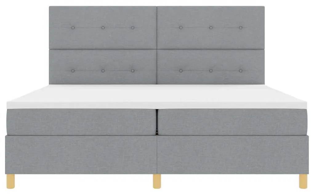 Boxrugós ágy fejtámlával Világosszürke 200 x 200 cm szövet