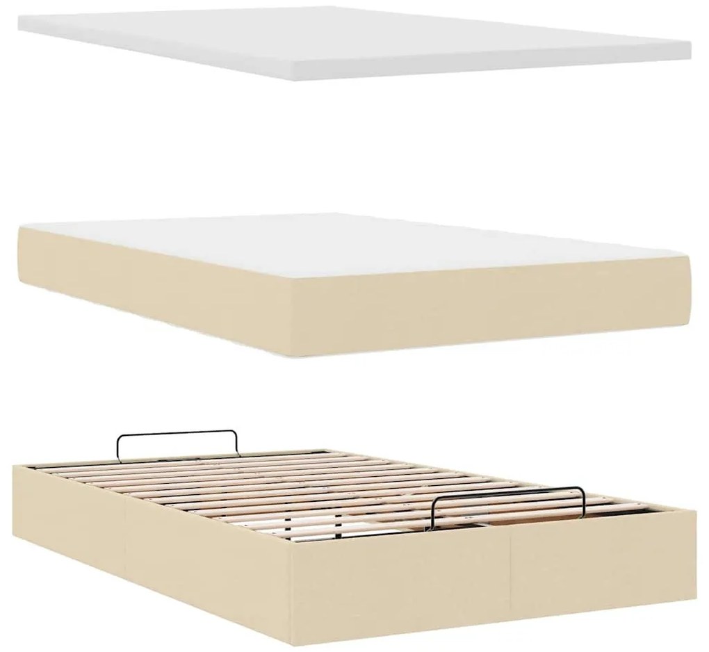 Ottomán ágykeret matraccal krém 120x200cm szövet