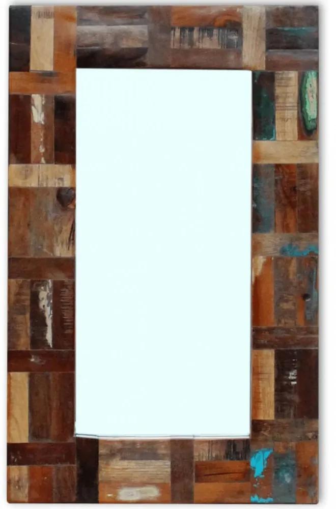 Újrahasznosított tömör fa keretű tükör 80 x 50 cm