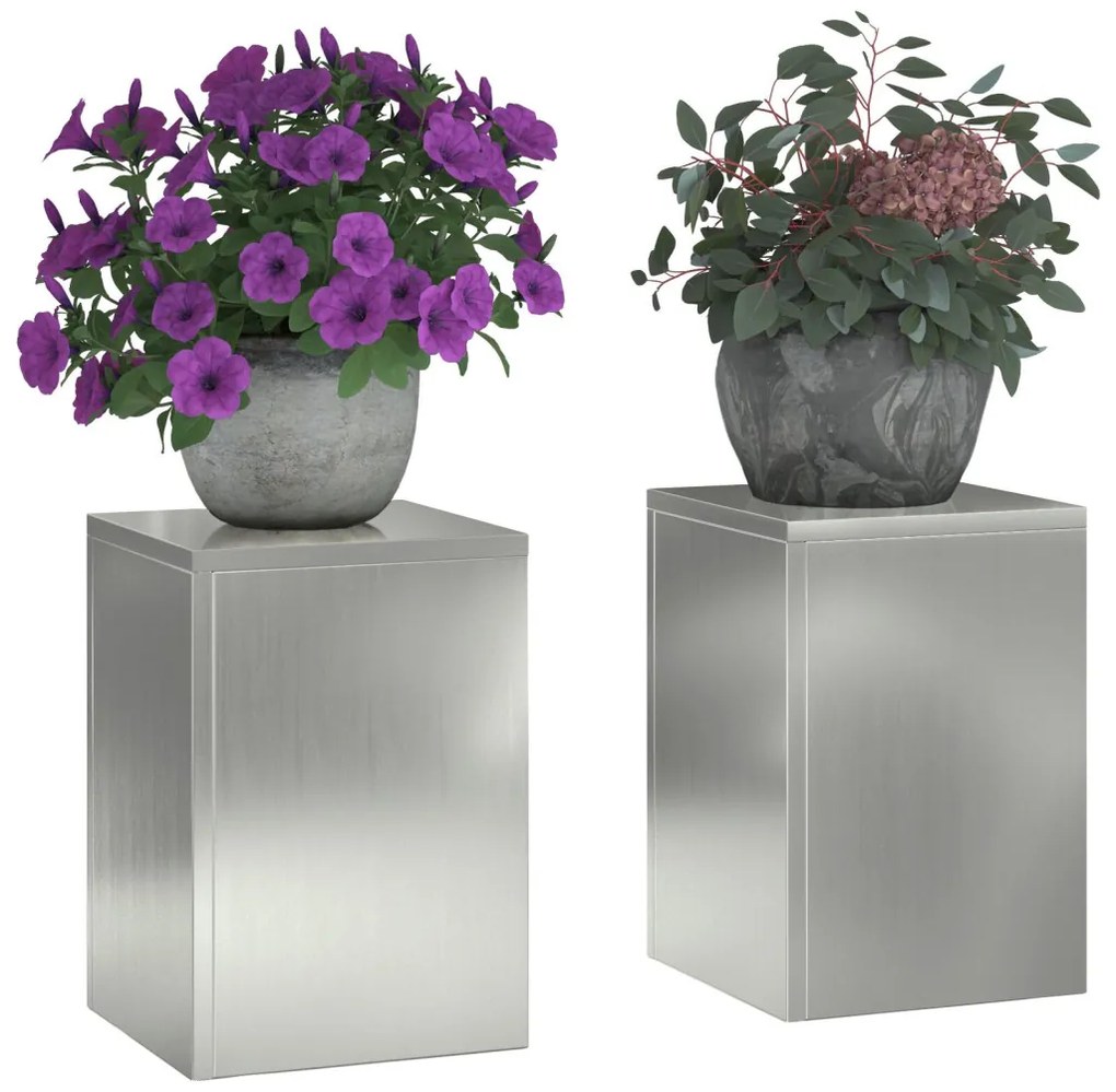Kültéri Növénytartók Pillér 2 db 24x24x35 cm Galvanizált Acél