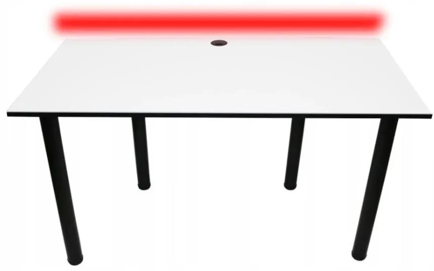 CODE BIG B2 Számítógépasztal + LED, 160x73-76x80, fehér/fekete lábak