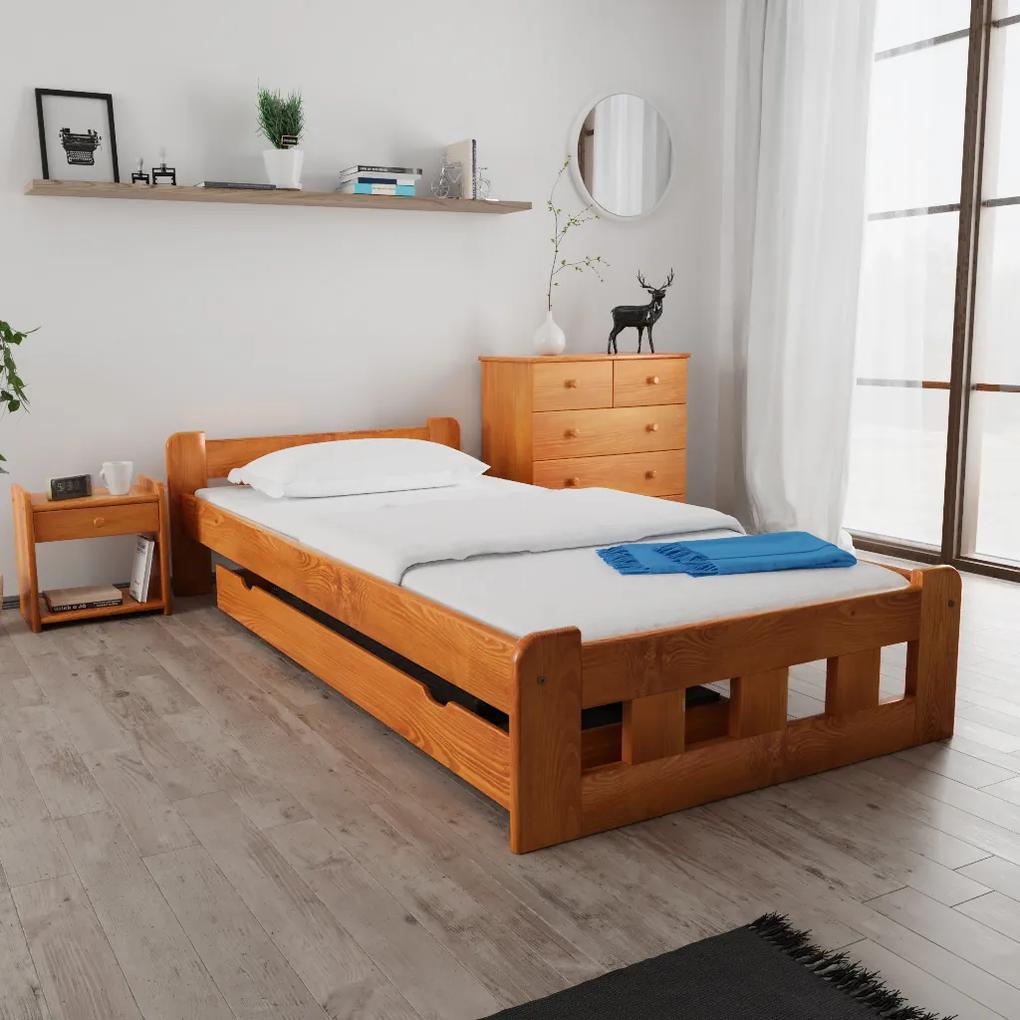 Naomi magasított ágy 90x200 cm, égerfa Ágyrács: Ágyrács nélkül, Matrac: Deluxe 10 cm matrac