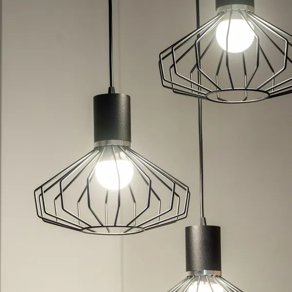 SOLANO kábeles csillár 3xE27/15W/230V fekete/fényes króm