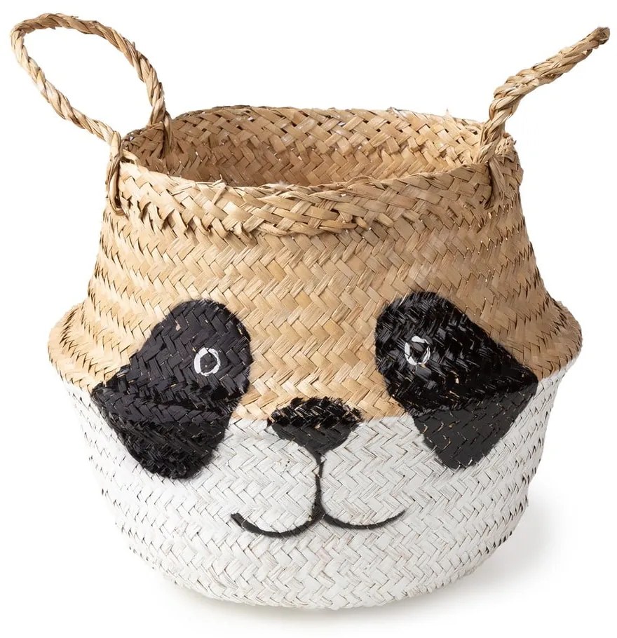 Fehér-natúr színű tengerifű játéktároló kosár ø 25x24 cm Panda – Compactor