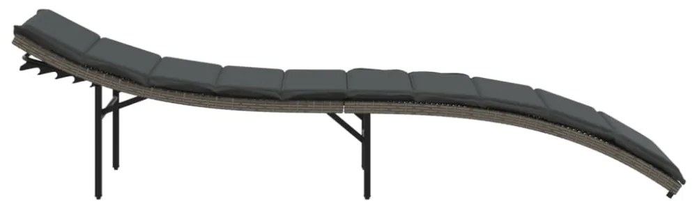 2 db szürke polyrattan napozóágy párnával