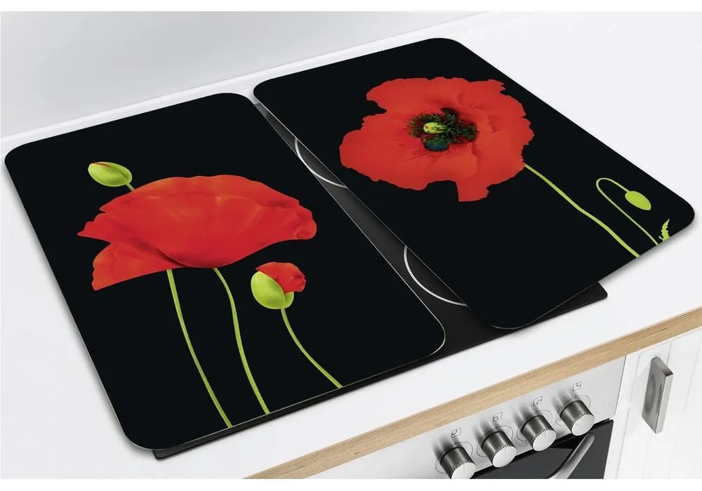 Edzett üveg tűzhely fedőlap szett 2 db-os 52x30 cm Poppy – Maximex