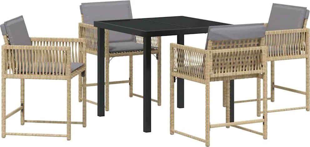 vidaXL Kert étkező szett 5 pcs Bézs polirattan