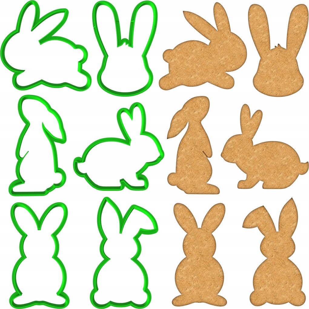 6x Húsvéti Mézeskalácsformák Húsvéti Nyuszik 8cm 6db-os szett