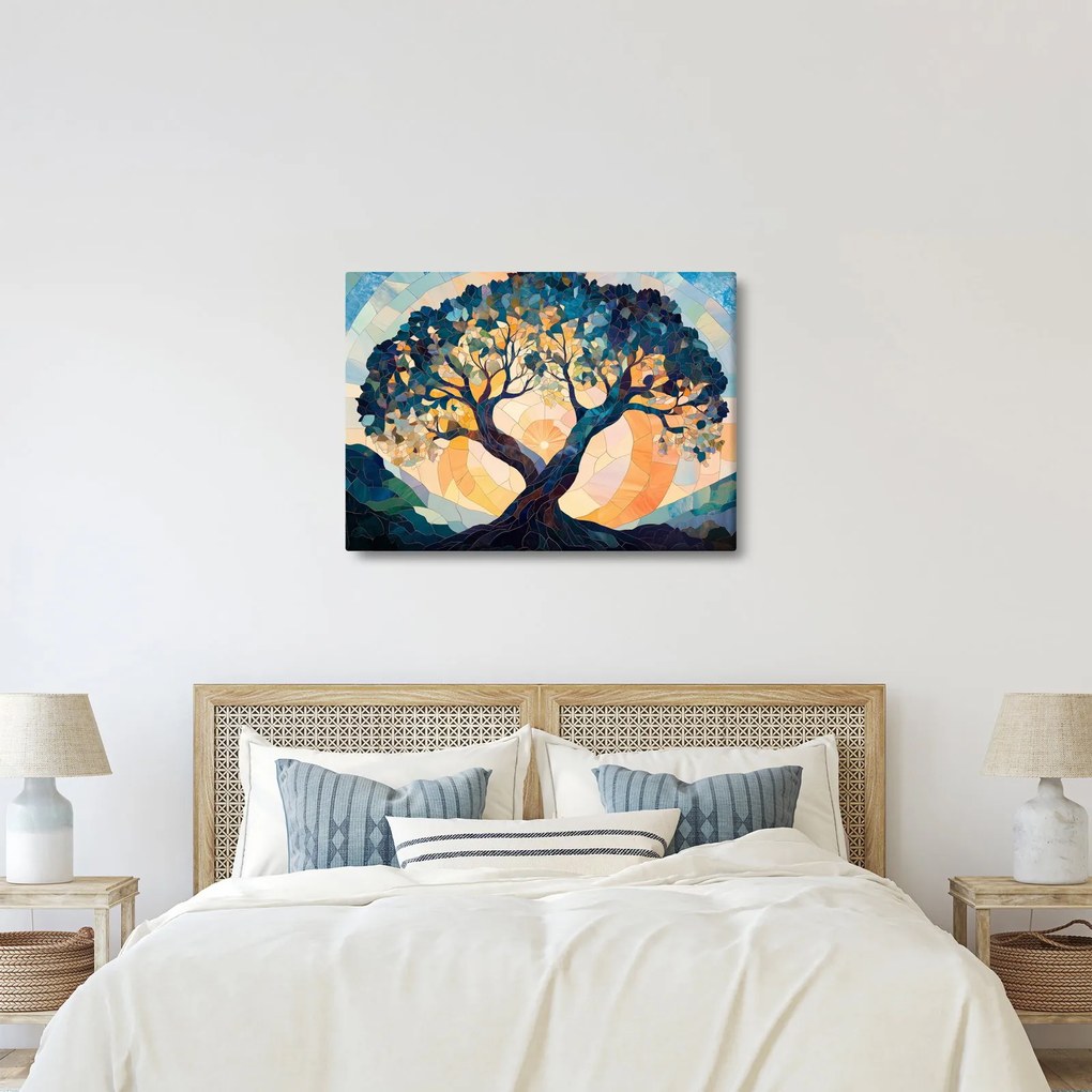 Kép – Mozaik – nap és fa II. (70x50 cm)
