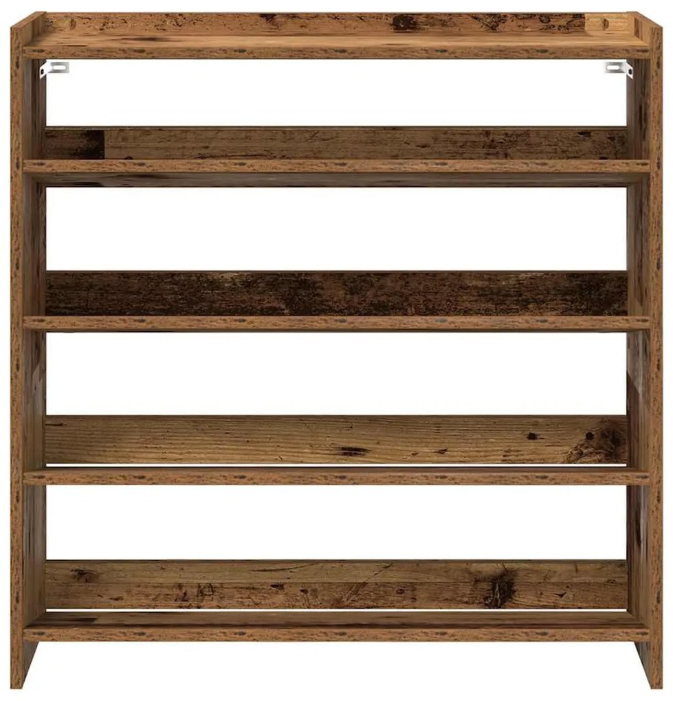 antik fa szerelt fa cipőtartó 80x25x81 cm