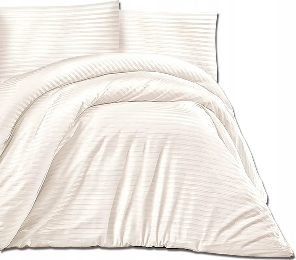 Lux Cizgili szatén ágyneműhuzat garnitúra 140x200 cm Krém