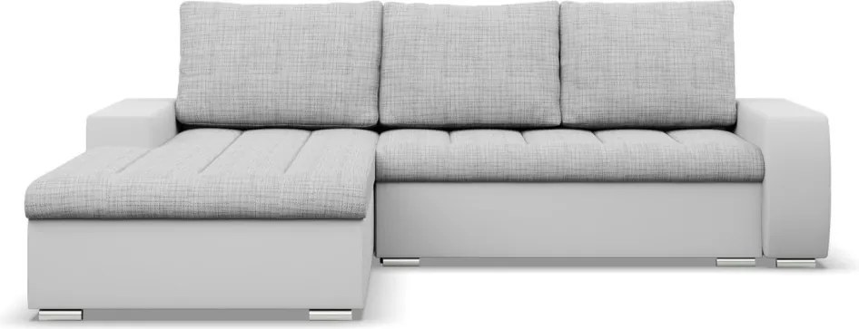 Toronto sarokkanapé, 2 ágyneműtartóval, fonott + műbőr, baloldali, szürke - fehér