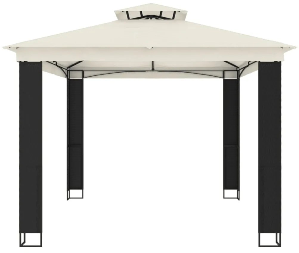 krémszínű acél dupla tetős pavilon 3,94 x 2,96 m