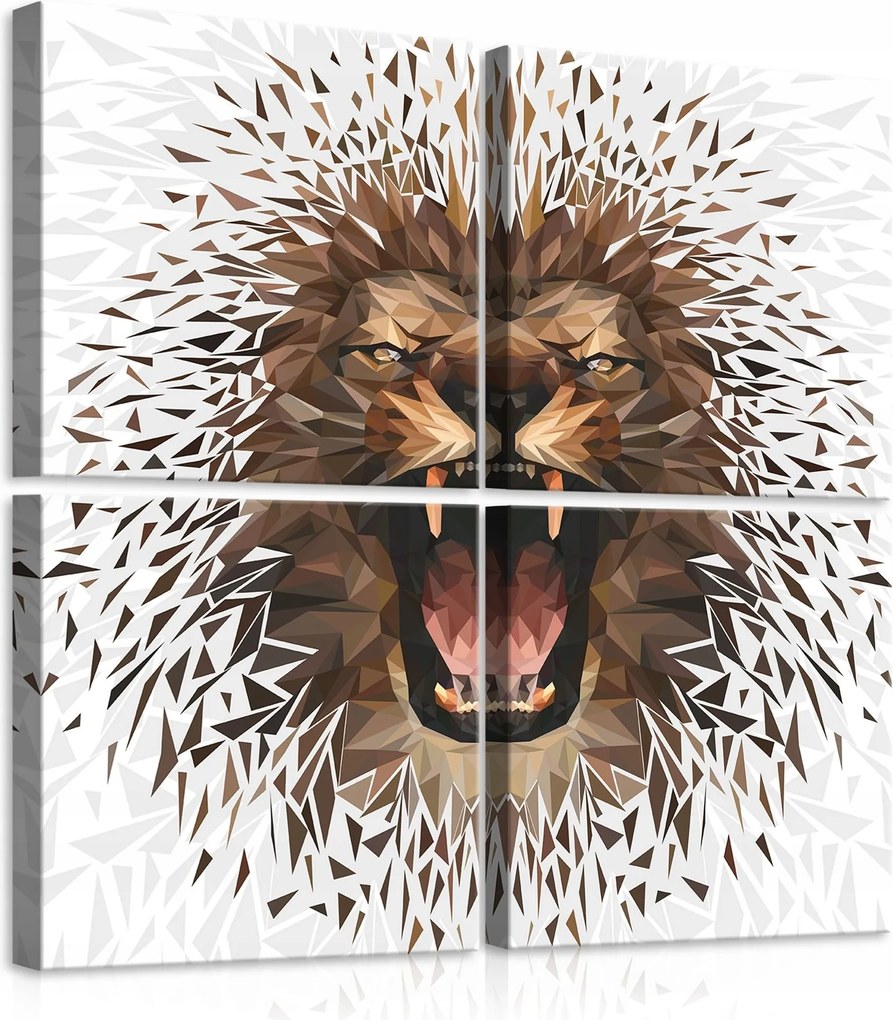 Vászonkép 50x50 Oroszlán üvöltés oroszlán erő vadság geometria low-poly absztrakt energia
