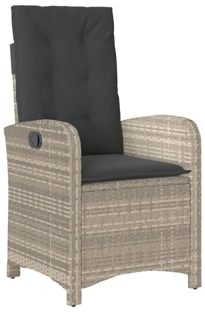 3részes világosszürke polyrattan kerti étkezőgarnitúra párnával
