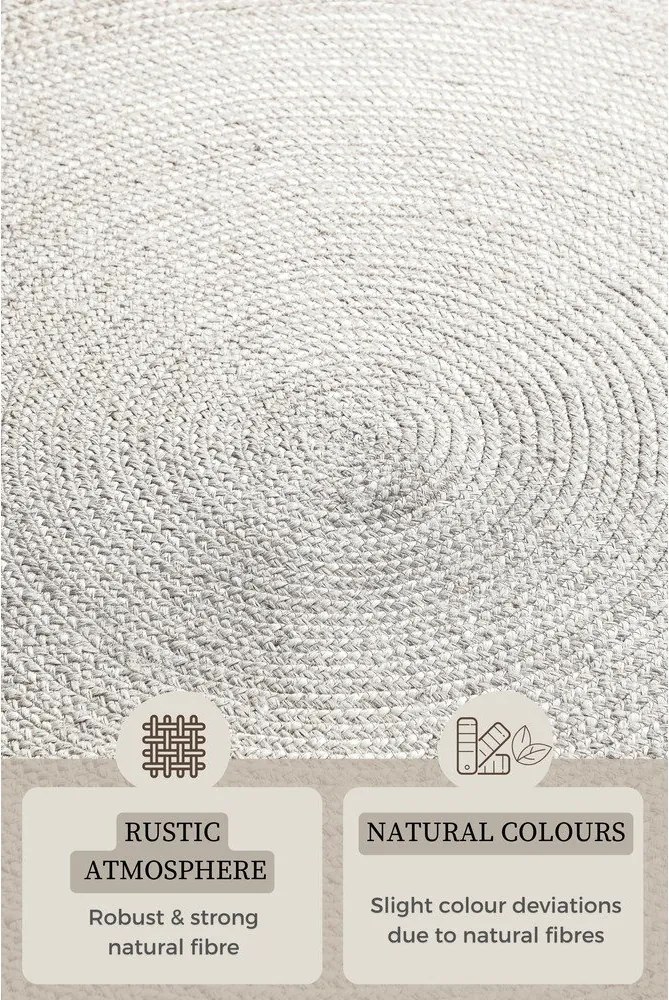 Fehér kétoldalas-kézi szövésű juta kerek szőnyeg ø 140 cm Braided – Hanse Home