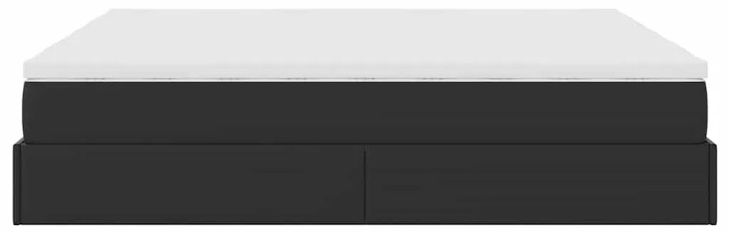 Ottomán ágykeret matracokkal Fekete 180x200cm műbőr