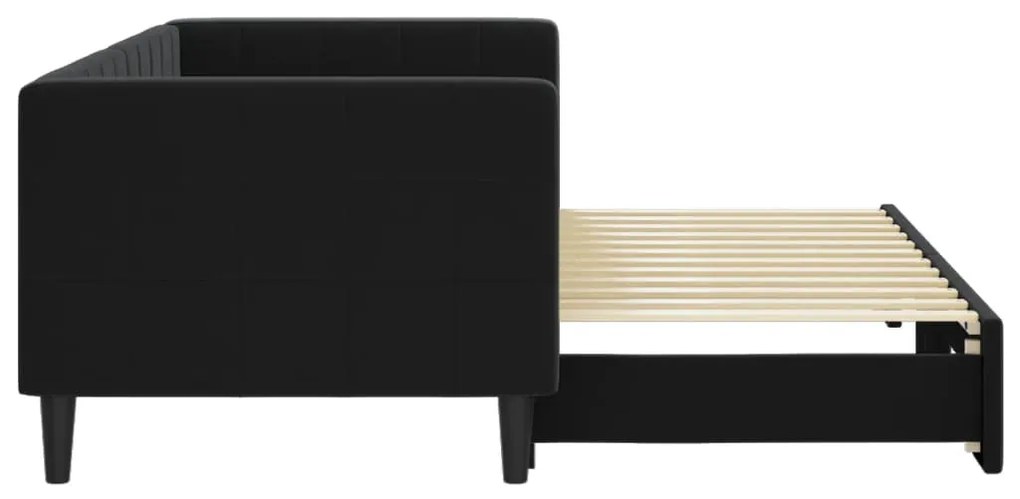 fekete kihúzható bársony heverő 80 x 200 cm