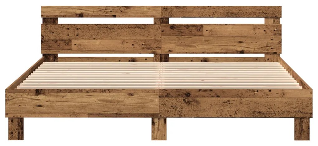 Ágykeret Rusztikus régi fa Tömör újrahasznosított fa 200 x 200 cm