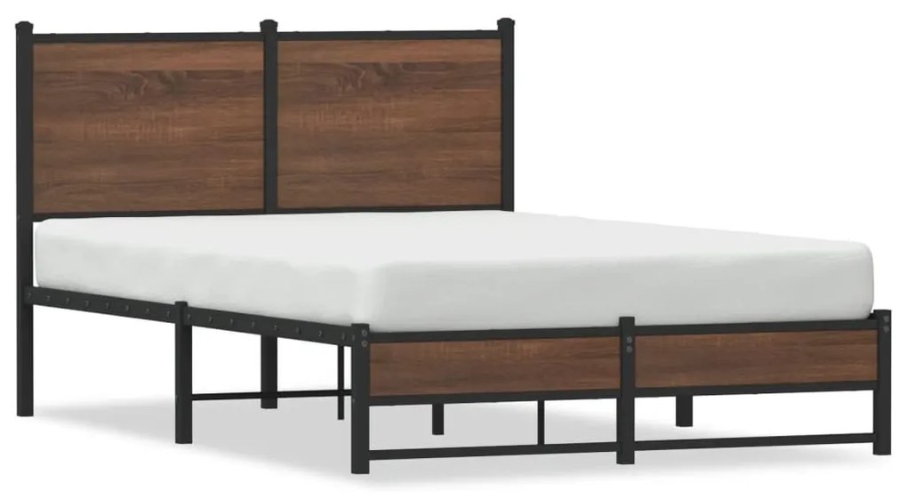 barna tölgy színű fém ágykeret matrac nélkül 120 x 200 cm